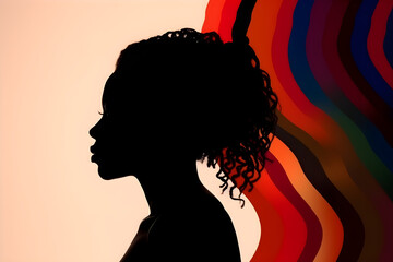 Woman silhouette symbol of freedom day celebration of the abolition of slavery. With Generative AI tehnology - obrazy, fototapety, plakaty