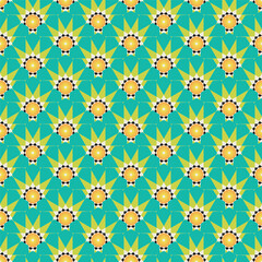 Abstract Art Deco Geometric Sun Shape Seamless Vector Pattern Spark Icon Trendy Fashion Colors Retro Concept Design