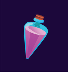 Concept Magic element potion. A captivating flat vector illustration designed for web use, highlighting a magical cartoon concept on a dark background. Vector illustration.