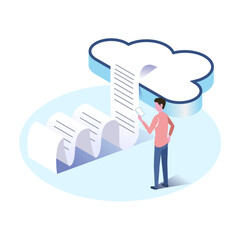 isometric illustratiron , cloud technology, degital data and database