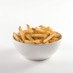 Tasty Bowl Of French Fries on white background