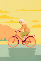 Healthy and Active Retirement: Senior Woman Exercising Outdoors. AI illustration