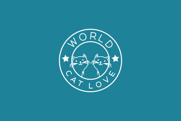 cat lover symbolic cat love world care center logo design vector stock