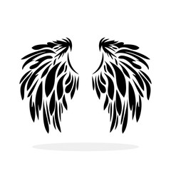 Wings icon. Black icon of wings on white background. Wings logo design. Vector illustration