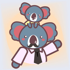Cute koala father and child