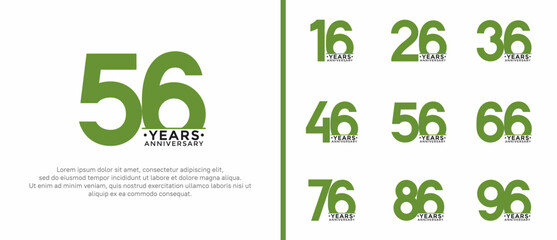 set of anniversary logo style green and black color on white background for special moment