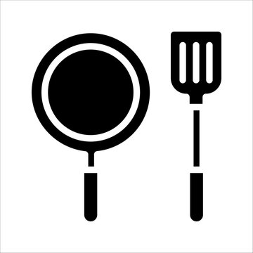 black pan and spatula kitchen tools clip art preview
