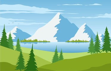 Fototapeta premium landscape with mountains and trees