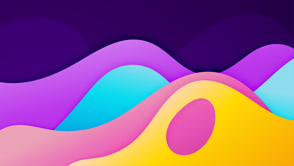 Wave abstract papercut style colorful design background