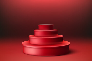 Abstract background with red stepped round pedestal, design element