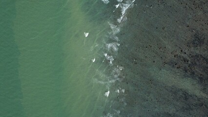 Aerial photography of the sea, waves, sea boundaries, beaches