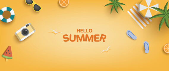 Beach on summer top view concept.