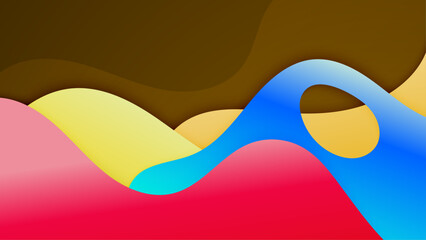 Wave abstract papercut style colorful design background