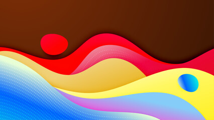 Wave abstract papercut style colorful design background