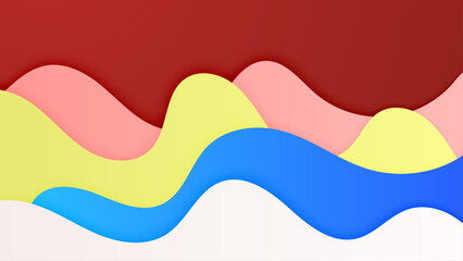 Wave abstract papercut style colorful design background