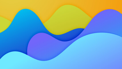 Wave abstract papercut style colorful design background