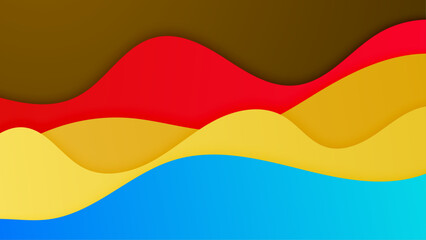 Wave abstract papercut style colorful design background