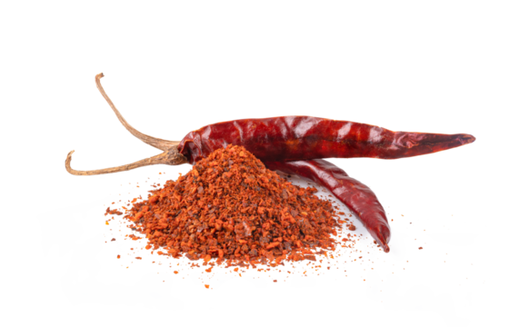 Red chili pepper powder isolated on transparent png