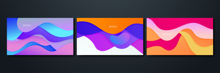 Obraz premium Set of wave abstract papercut style colorful design background