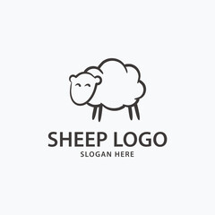 Sheep logo design. line shape sheep concept
