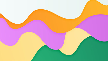 Wave abstract papercut style colorful design background