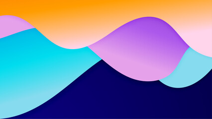 Wave abstract papercut style colorful design background