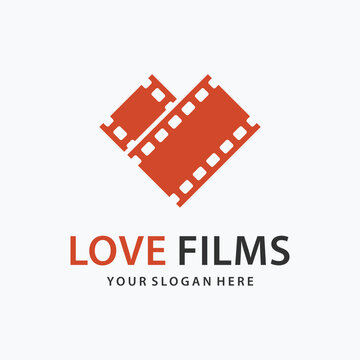 Film logo design. filmstrip concept in the form of love