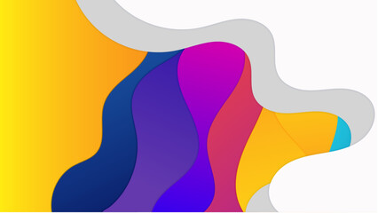 Wave abstract papercut style colorful design background