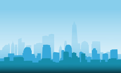 image of the city on a blue-blue background