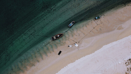 Aerial photography of the sea, waves, sea boundaries, beaches