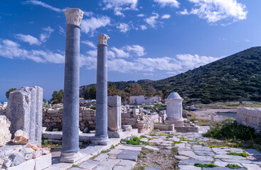 The ancient city of Knidos is one of the most important western Anatolian coastal cities. It is within the borders of Yazı Village, Datca District of Mugla Province, Turkey - 591426567