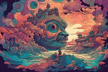 Surreal illustrations inspired by escapism and psychedelia
