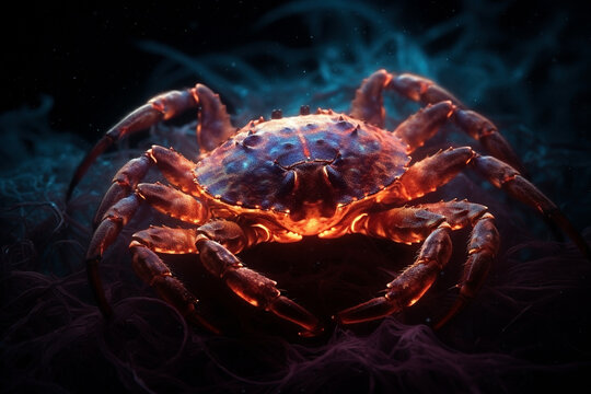  Blazing Art, Bioluminescence Crab - Generative AI