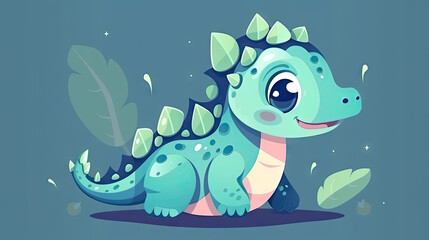 Naklejka premium cute dinosaur, Generative AI, AI generated