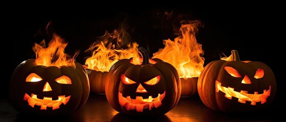 Halloween In Flame - Burning Pumpkins