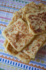 Rghayf or msemmen is a traditional flatbread originally from the Maghreb, commonly found in Morocco, Algeria and Tunisia.