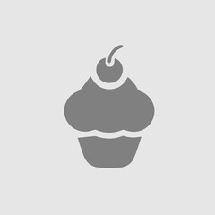Cup cake vector icon eps 10. Cupcake simple isolated pictogram.