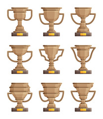 Collection de trophées en bronze. Coupes de la victoire en bronze. - obrazy, fototapety, plakaty