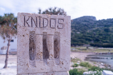 The ancient city of Knidos is one of the most important western Anatolian coastal cities. It is within the borders of Yazı Village, Datca District of Mugla Province, Turkey - 591429543