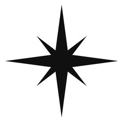 Futuristic Y2K star black compass isolated on white
