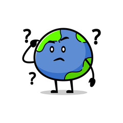 cute wondering earth vector mascot. globe earth smiling funny mascot.