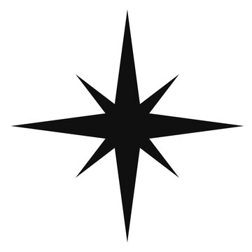 Futuristic Y2K star black compass isolated on white