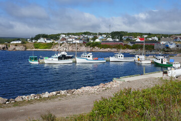 Fototapeta na wymiar the small harbor at village of Neils harbour at Nova scotia coastline