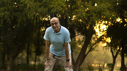 Happy senior citizen man in park