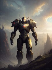 Naklejka premium robotic knight, Generative AI