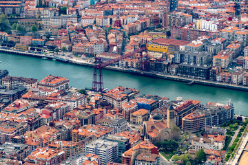 Fototapeta na wymiar view to city of Bilbao with river Nervion