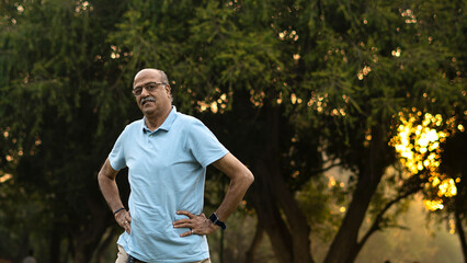 Obraz premium Happy senior citizen man in park