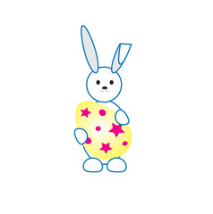 Cute Easter bunny with a beautiful Easter egg.