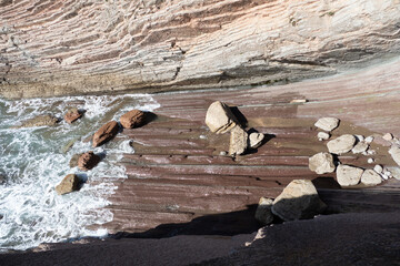 scenic coast landscape at Zumaia Flysch trail in the basque country