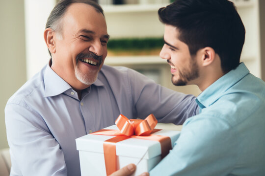 Father accepts a gift for Father's Day or any other holiday, Generative AI